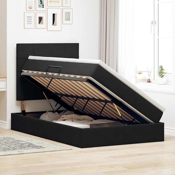 vidaXL Lit avec rangement et matelas Noir 120 x 200 cm Velours
