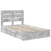 vidaXL Lit de Rangement Gris b&eacute;ton 135 x 190 cm Bois d'ing&eacute;nierie