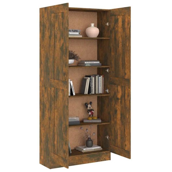 vidaXL Armoire à livres Chêne fumé 82,5x30,5x185,5cm Bois d'ingénierie