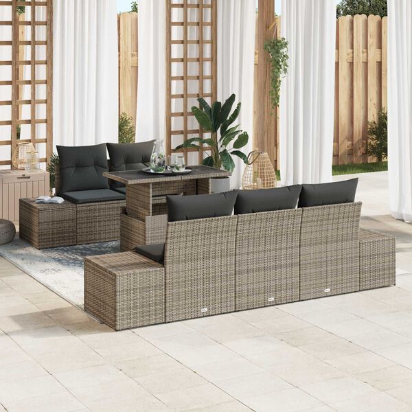 vidaXL Ensemble de Canap&eacute;s avec coussin 6 pcs Gris polyrotin
