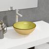 vidaXL Lavabo Verre tremp&eacute; 30x12 cm Dor&eacute;