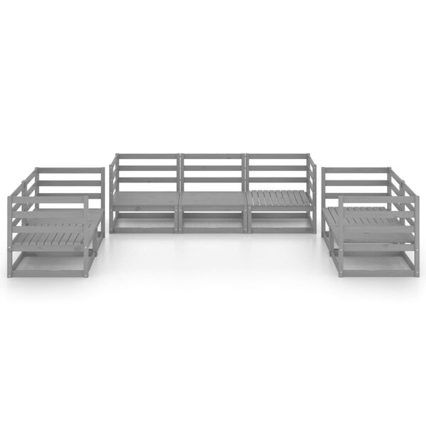 vidaXL Salon de jardin 7 pcs gris bois de pin massif