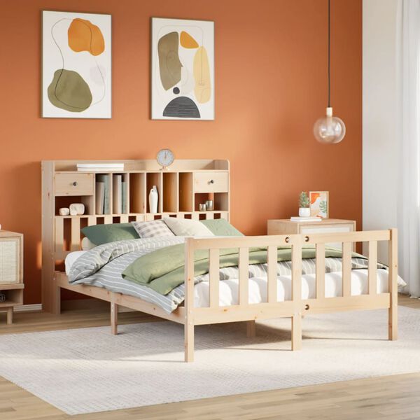 vidaXL Lit biblioth&egrave;que sans matelas 150x200 cm bois massif de pin