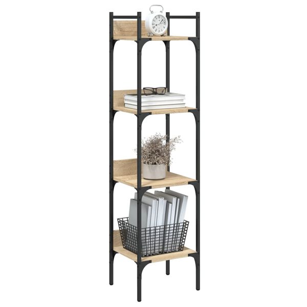 vidaXL Biblioth&egrave;que &agrave; 4 niveaux ch&ecirc;ne 35x30x138,5 cm bois d'ing&eacute;nierie