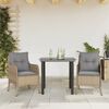vidaXL Ensemble &agrave; manger de jardin et coussins 3 pcs Beige poly rotin