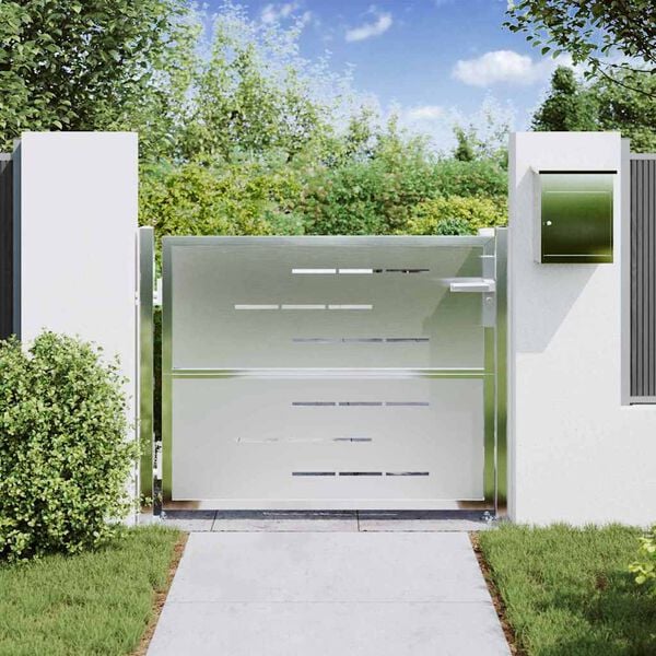 vidaXL Porte de Jardin Argenté 100 x 75 cm Acier inoxydable