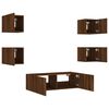 vidaXL Meuble TV muraux 5 pcs avec lumi&egrave;res LED ch&ecirc;ne marron