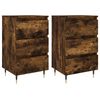 vidaXL Tables de chevet 2 pcs ch&ecirc;ne fum&eacute; 40x35x69 cm bois ing&eacute;nierie