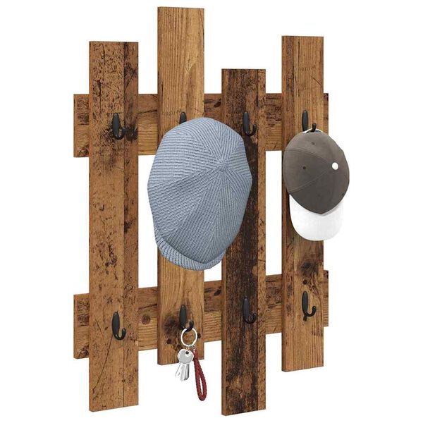 vidaXL Porte-manteau mural Montage mural Bois ancien 60 x 3 x 82 cm