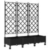 vidaXL Bac de jardin avec treillis et roues 3 pc Noir PP