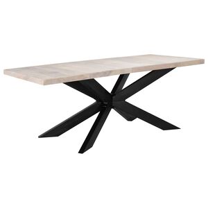 vidaXL Table &agrave; d&icirc;ner 180x90x76 cm Bois de manguier massif blanchi
