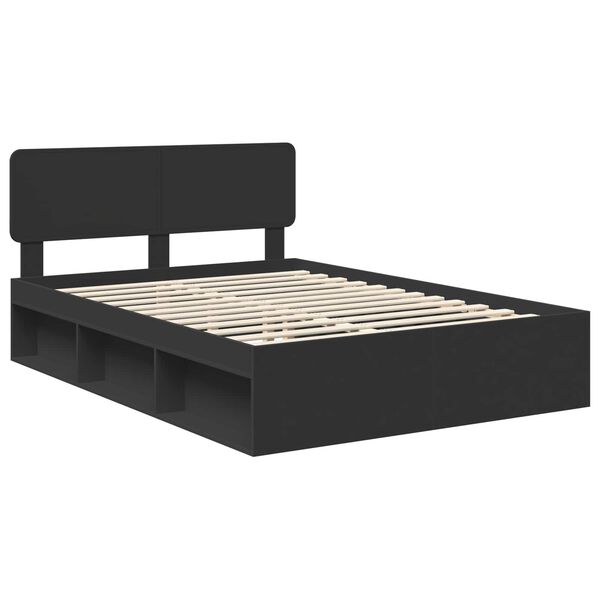 vidaXL Cadre de lit avec t&ecirc;te de lit Noir 160 x 200 cm Pin massif