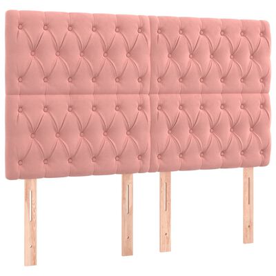 vidaXL Sommier à lattes de lit avec matelas Rose 140x200 cm Velours