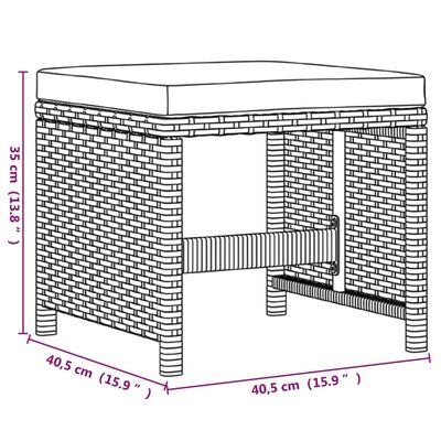 vidaXL Ensemble à manger de jardin et coussins 9 pcs Poly rotin Marron