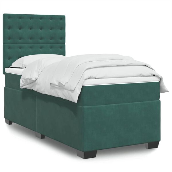 vidaXL Sommier &agrave; lattes de lit et matelas Vert fonc&eacute; 80x200 cm Velours