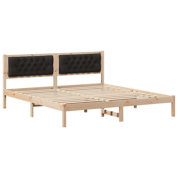vidaXL Cadre de lit avec t&ecirc;te de lit Noir 160 x 200 cm Pin massif