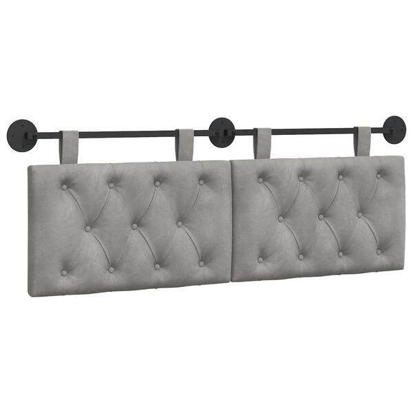vidaXL T&ecirc;te de lit suspendue Gris clair 130 x 55 x 7 cm Velours