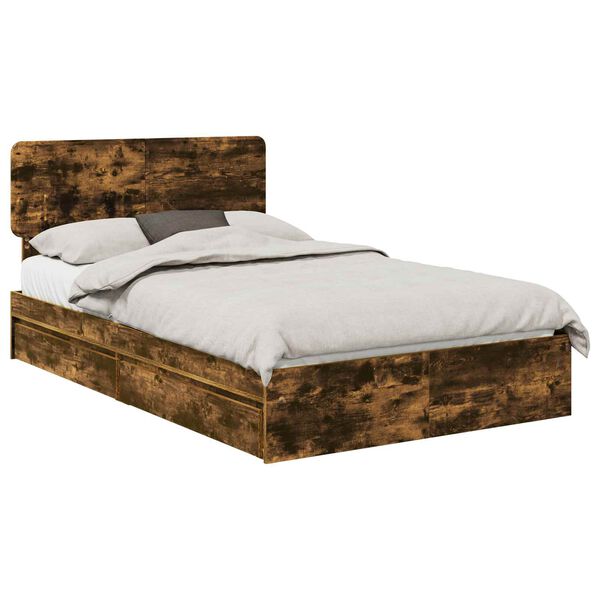 vidaXL Lit de Rangement Ch&ecirc;ne fum&eacute; 120 x 200 cm Bois d'ing&eacute;nierie