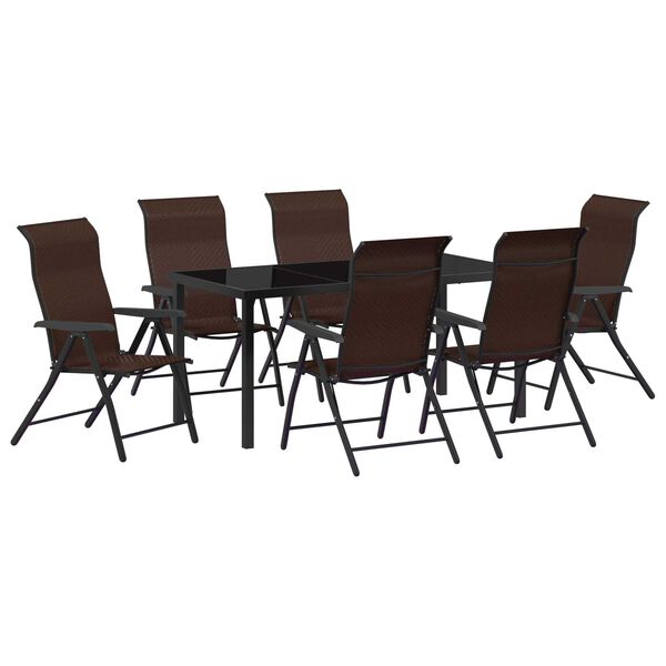 vidaXL Ensemble de salle &agrave; manger pour jardin 7 pcs Marron