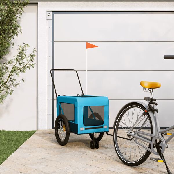 vidaXL Remorque de v&eacute;lo pour animaux de compagnie bleu et noir