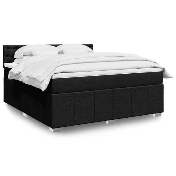 vidaXL Sommier &agrave; lattes de lit avec matelas Noir 180x200 cm Tissu