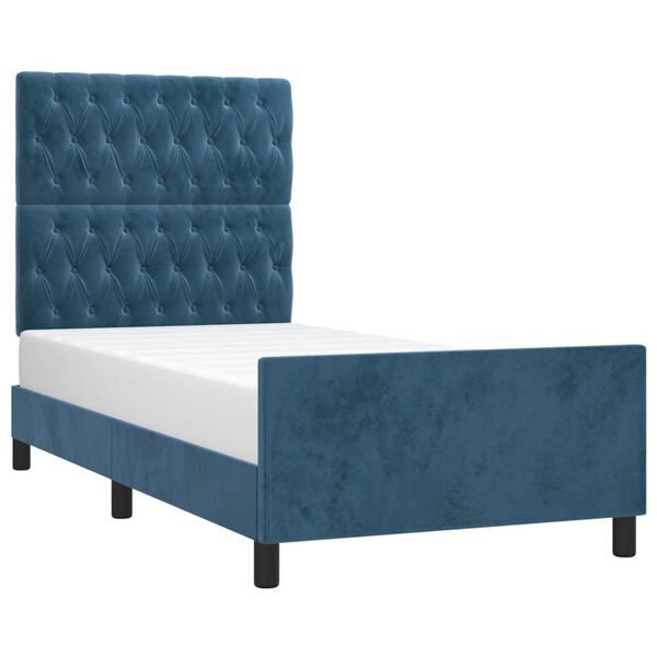 vidaXL Cadre de lit sans matelas bleu fonc&eacute; 90x200 cm velours
