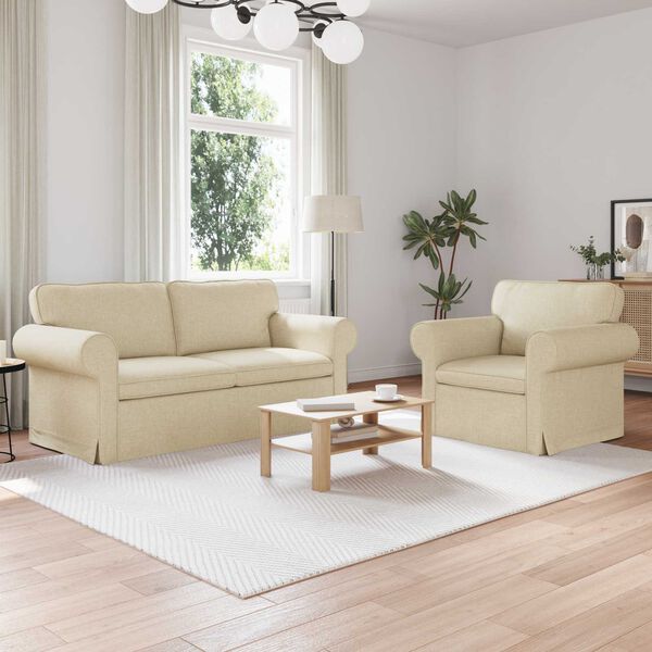 vidaXL Canap&eacute; 140cm 2 pcs Cr&egrave;me M&eacute;tал