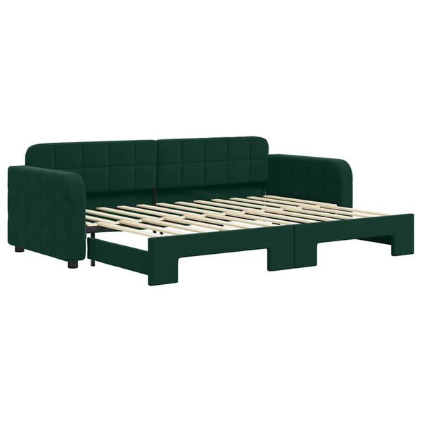 vidaXL Lit de jour avec gigogne sans matelas vert fonc&eacute; 80x200 cm