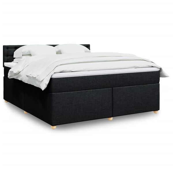 vidaXL Sommier &agrave; lattes de lit avec matelas Noir 180x200 cm Tissu