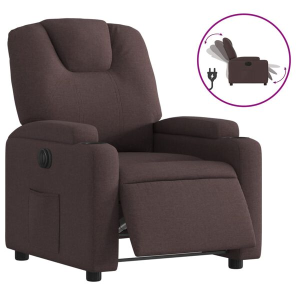 vidaXL Fauteuil inclinable &eacute;lectrique Marron fonc&eacute; Tissu