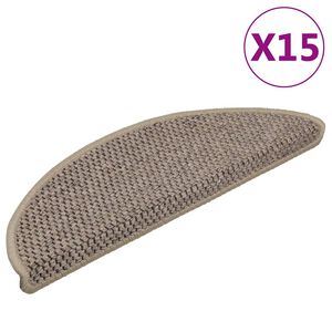 vidaXL Tapis d'escalier autocollants 15 pcs 56x17x3 cm Beige fonc&eacute;