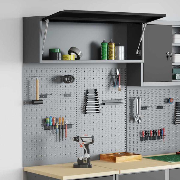 vidaXL Ensemble d'armoires &agrave; outils 3 pcs Noir Acier enduit de poudre