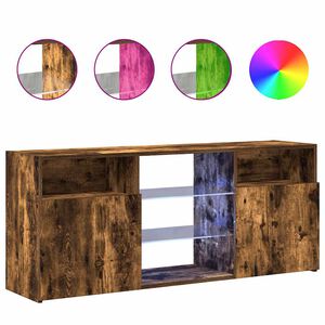 vidaXL Meuble TV avec lumi&egrave;res LED Ch&ecirc;ne fum&eacute; 120x30x50 cm