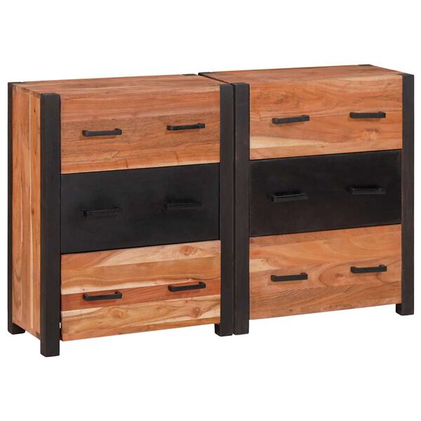 vidaXL Buffet 3 pcs Marron 110 x 30 x 75 cm Bois d'Acacia Massif