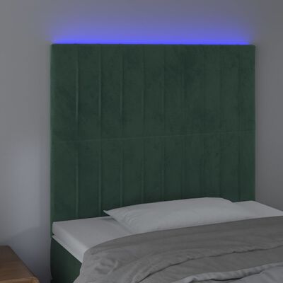 vidaXL Tête de lit à LED Vert foncé 100x5x118/128 cm Velours