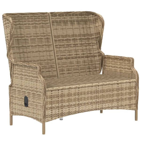 vidaXL Banc de jardin &agrave; 2 places avec coussins Marron R&eacute;sine tress&eacute;e