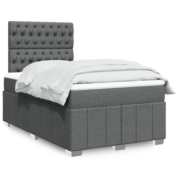 vidaXL Sommier &agrave; lattes de lit avec matelas Gris fonc&eacute; 120x200cm Tissu