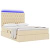 vidaXL Lit avec rangement et LED avec LED Cr&egrave;me 140 x 200 cm Polyester