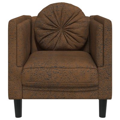 vidaXL Fauteuil avec coussin marron similicuir daim