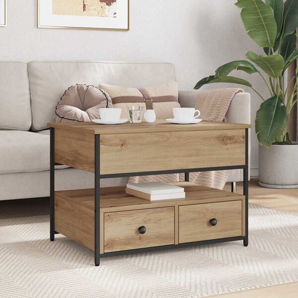 vidaXL Table basse Ch&ecirc;ne artisanal 70 x 50 x 54.5 cm Bois d'ing&eacute;nierie