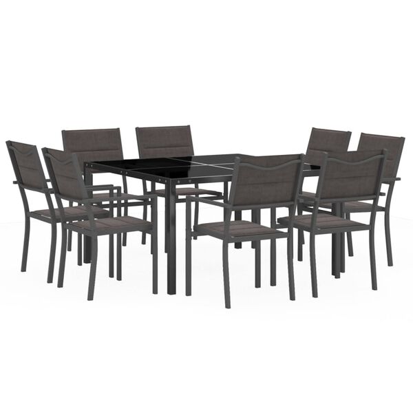 vidaXL Mobilier de salle &agrave; manger d'ext&eacute;rieur 9 pc Acier