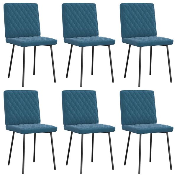 vidaXL Chaises &agrave; manger lot de 6 bleu velours