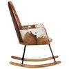 vidaXL Chaise &agrave; bascule Marron Cuir v&eacute;ritable