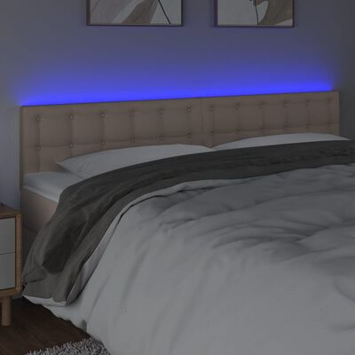 vidaXL Tête de lit à LED Cappuccino 160x5x78/88 cm Similicuir