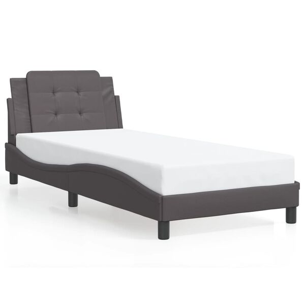 vidaXL Cadre de lit avec LED sans matelas Zadar gris 100x200 cm