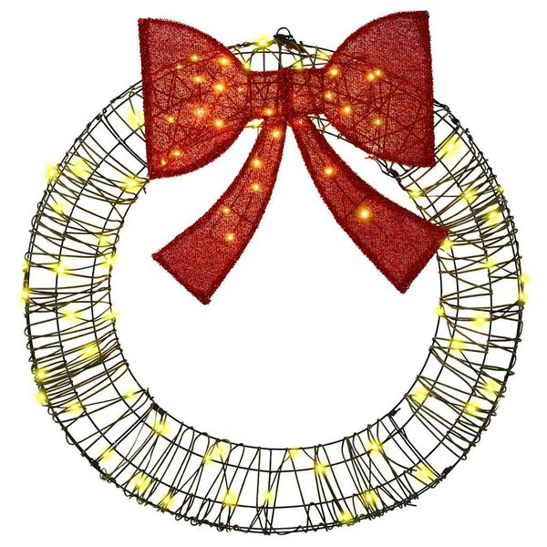 vidaXL Couronne avec 80 LED Blanc chaud 91 x 91 x 9 cm Rotin