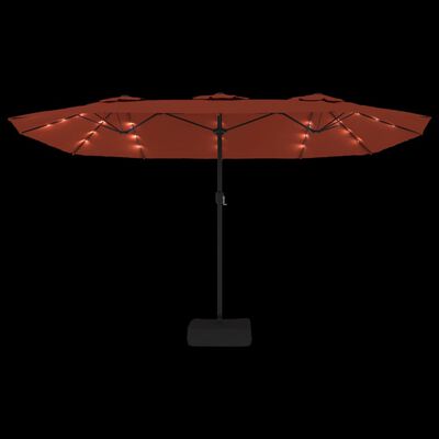 vidaXL Parasol de jardin à double tête avec LED terre cuite 449x245 cm