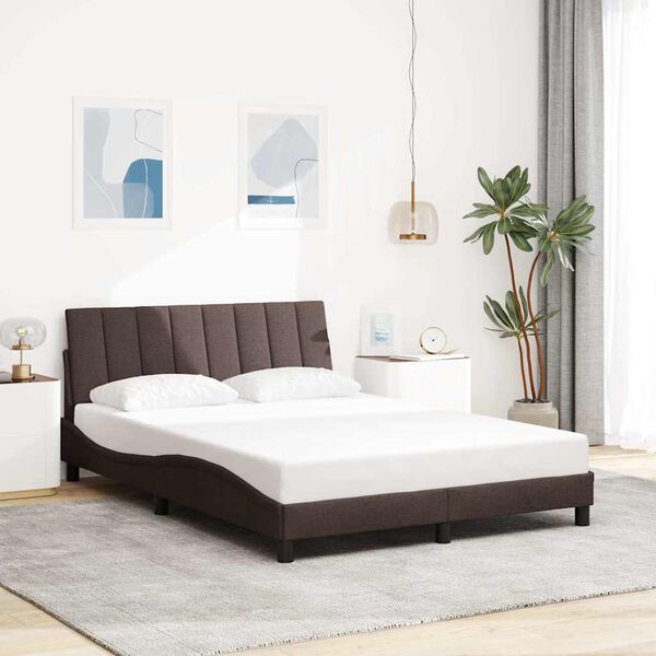 vidaXL Cadre de lit sans matelas Hanko marron foncé 140x200 cm tissu
