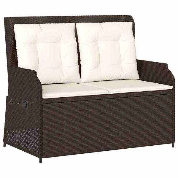 vidaXL Banc de jardin avec coussin Marron Poly rotin