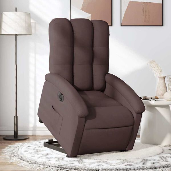 vidaXL Fauteuil inclinable &eacute;lectrique marron fonc&eacute; tissu